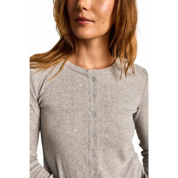 NEW PERFECTWHITETEE lila pointelle cardigan in heather grey - Picture 5 of 7